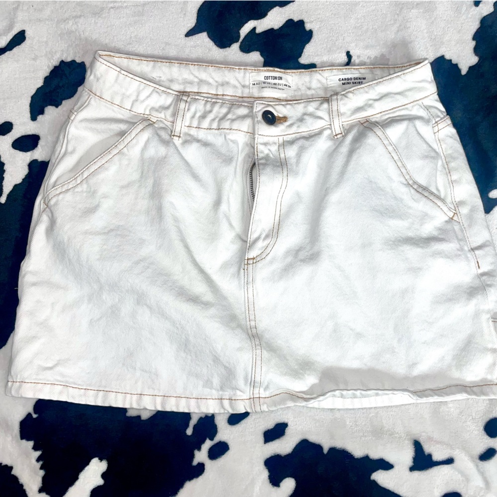 Cotton on white denim skirt